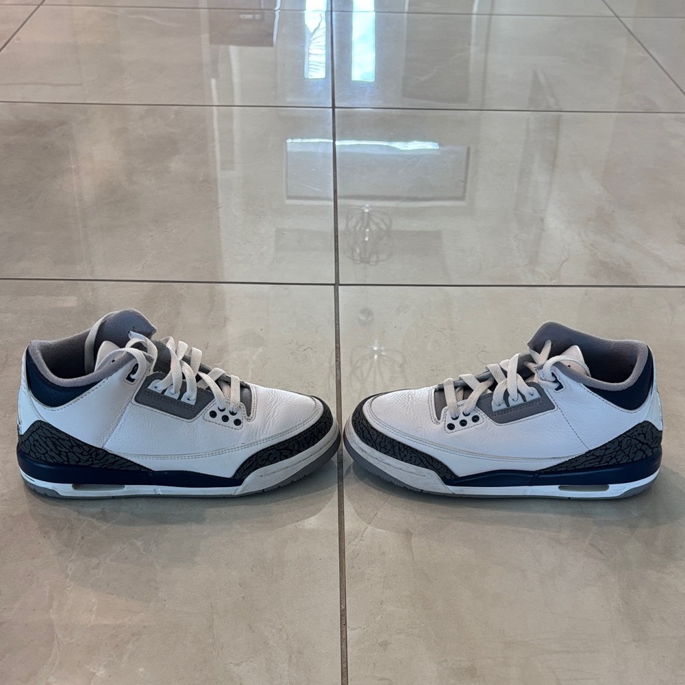 Nike Air Jordan 3 Retro Sneakers White/Midnight Navy 7Y - Picture 7 of 11
